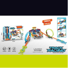 Трек JJ 167 (18) підсвічування, звуки, 2 металопластикові машинки, запускачі, в коробці