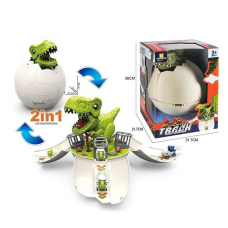 Трек LT 045 (24/2) “Динозавр”, 4 машинки, механічний запуск машинок, звук, світло, в коробці