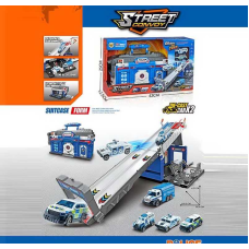 Трек MH 190 (18) запускач, 2 металопластикові машинки, наліпки, в коробці