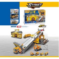 Трек MH 196 (18) запускач, 2 металопластикові машинки, наліпки, в коробці