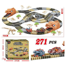 Трек P 931 (24/2) 271 елемент, 2 машинки, підсвічування, муляжі оточення, фігурки динозаврів, в коробці