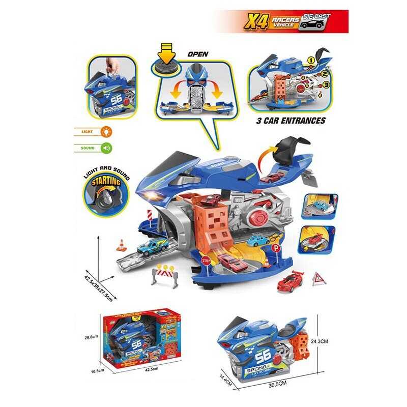 Трек SK 120 S (12) 3 рівні, 4 машинки, звуки, підсвічування, рухливі елементи, муляжі оточення, наліпки, в коробці