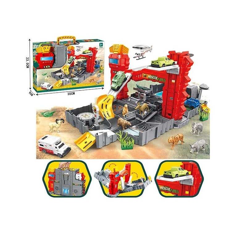 Трек SY 9944 (36/2) машинки, тварини, наліпки, в коробці