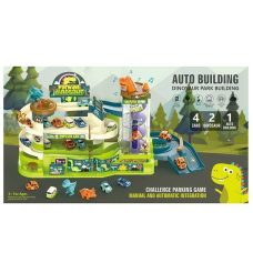 Трек T 103-55 A (6) парковка, підсвічування, звукові ефекти, 3 поверхи, 4 машинки, ліфт, 2 режими роботи, барикади, динозаврики, в коробці