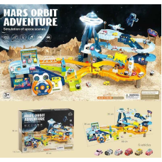 Трек T 918 A (8) “Космічна станція”, електричні підіймачі, світло, звуки, пісні англійською, 6 машинок, від батарейок, 2в1, в коробці