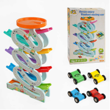 Трек С 65823 (8) дерев’яний, 8 рівнів, 8 машинок, в коробці