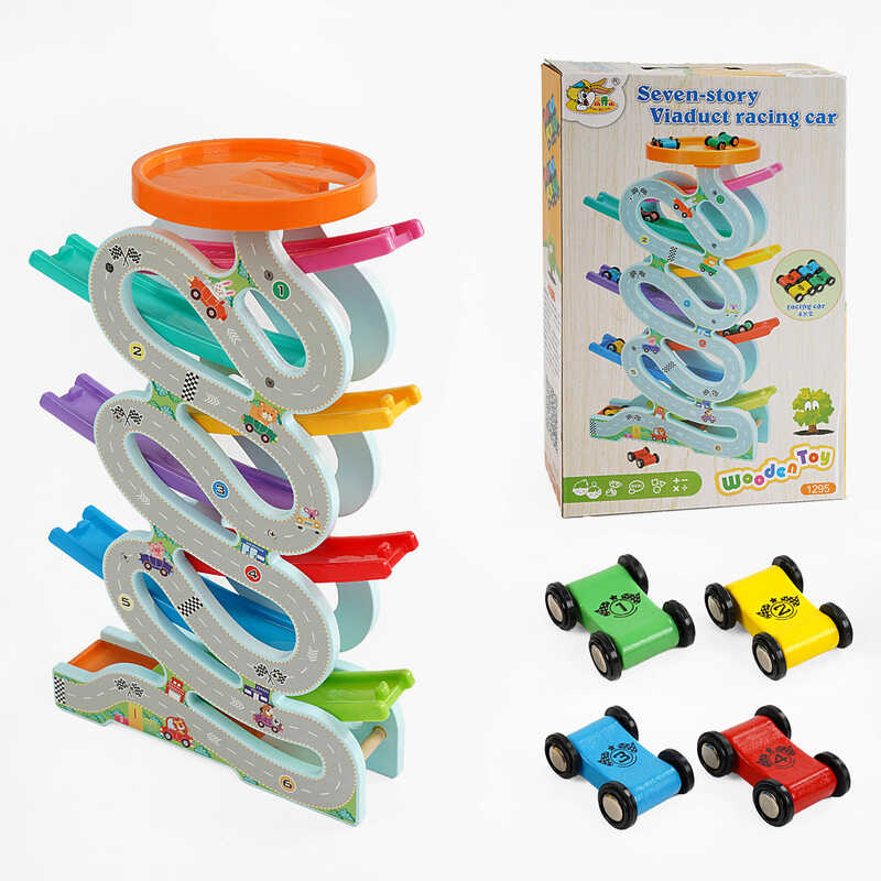 Трек С 65823 (8) дерев’яний, 8 рівнів, 8 машинок, в коробці