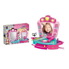 Трюмо YK 6646 (12) на батарейках, звук, підсвітка, фен, бігуді, гребінець, ножиці, в коробці
