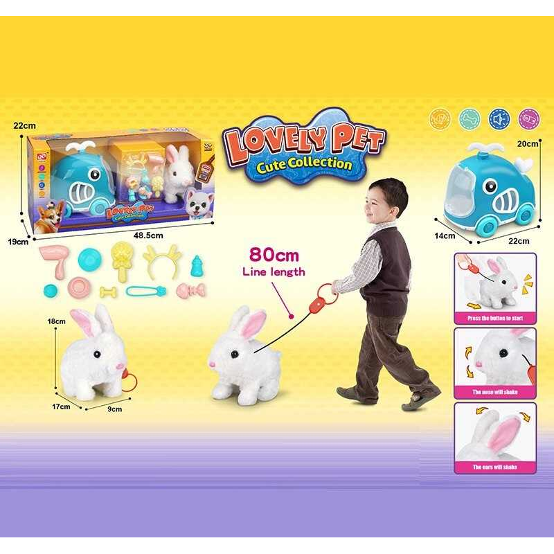 Улюбленець 926-3 (16/2) “Кролик“, переноска, ходить, пищить, на повідці, аксесуари, в коробці