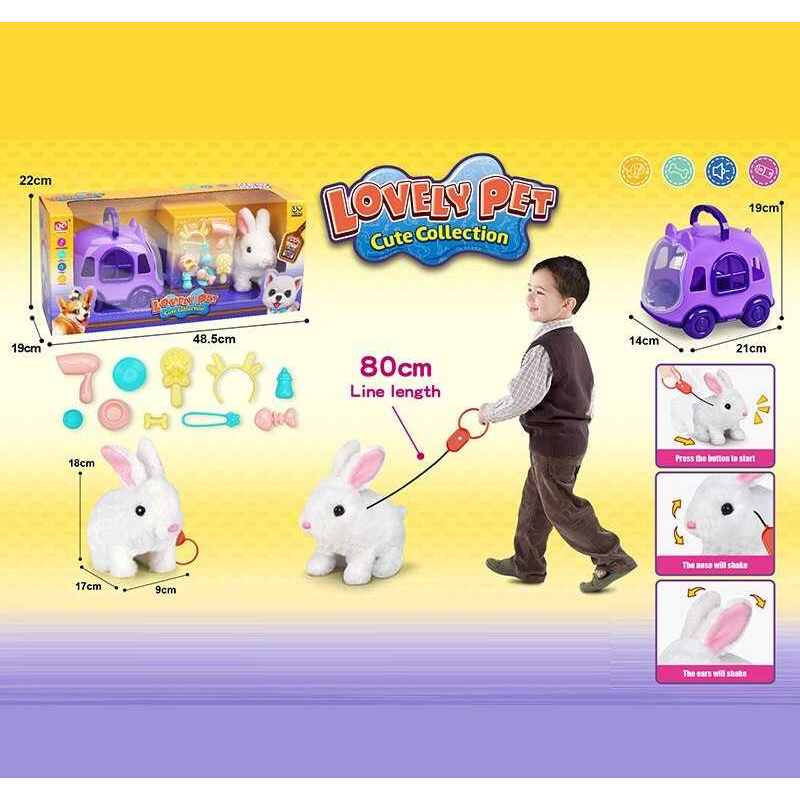 Улюбленець 927-3 (16/2) “Кролик“, переноска, ходить, пищить, на повідці, аксесуари, в коробці