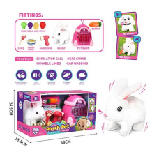 Улюбленець LK 004 A (8) “Кролик”, на батарейках, звук, рух лапками, головою і хвостиком, переноска, мисочки, фен, гребінець, в коробці