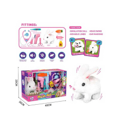 Улюбленець LK 008 A (18/2) “Кролик” на батарейках, звук, рух лапками, головою і хвостиком, стетоскоп, термометр, шприц, ножиці, морква, в коробці