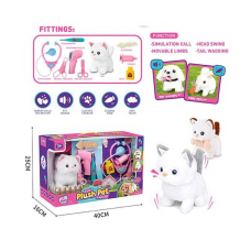 Улюбленець LK 008 C (18/2) “Котик”, на батарейках, звук, рух лапками, головою і хвостиком, стетоскоп, термометр, шприц, ножиці, морква, в коробці