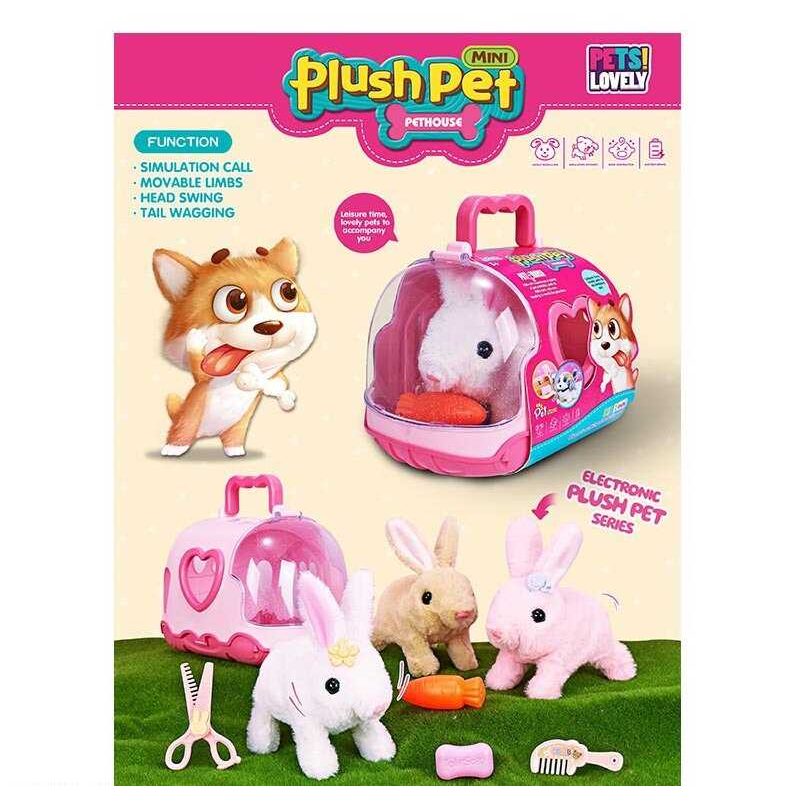 Улюбленець MC 1061 (32) “Кролик“, ходить, звукові ефекти, рухає вушками, на батарейках, морквина, гребінець, мило, заколка, пластикові ножиці, в боксі