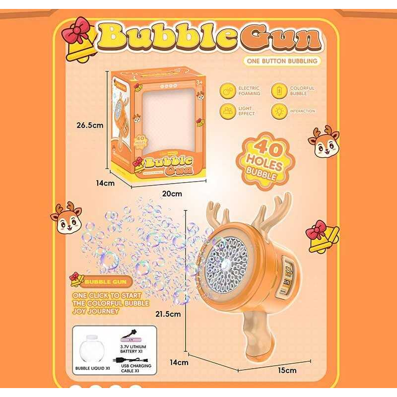 Установка з мильними бульбашками 139 (36) акумулятор 3.7 V, підсвічування, пляшечка із мильною рідиною, в коробці