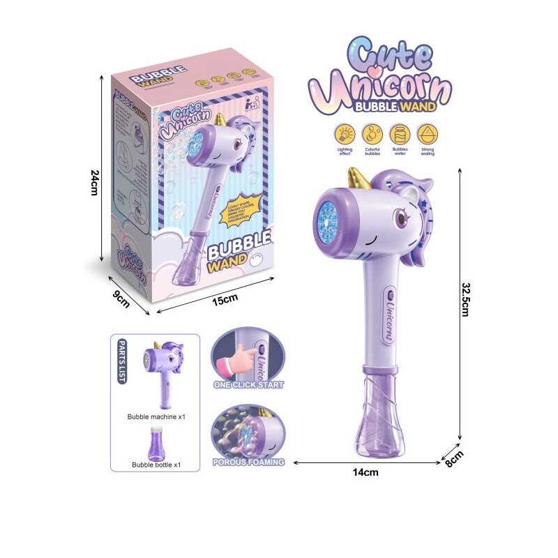 Установка з мильними бульбашками P 157 (36) “Єдиноріг”, 14х8х24 см, підсвічування, автоматичний принцип роботи, на батарейках, в коробці