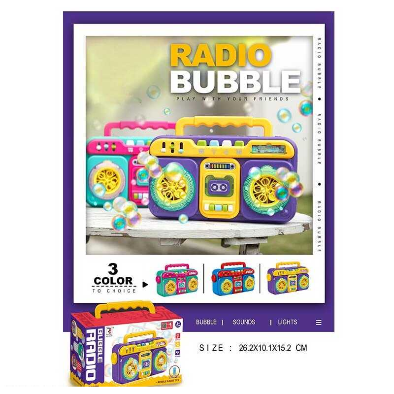 Установка з мильними бульбашками ZR 205 (36/2) “Магнітофон”, мелодії, світло, режими, від батарейок, бульбашки, рухливі елементи, в коробці