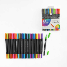 Фломастери C 65260 (60) 24 кольори, двосторонній: фломастер+лайнер