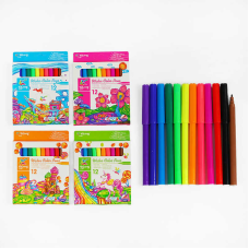 Фломастери С 37055 - YL875019-12 (240) 12 кольорів, 4 види, на водній основі, в коробці, ВИДАЄТЬСЯ ТІЛЬКИ МІКС ВИДІВ