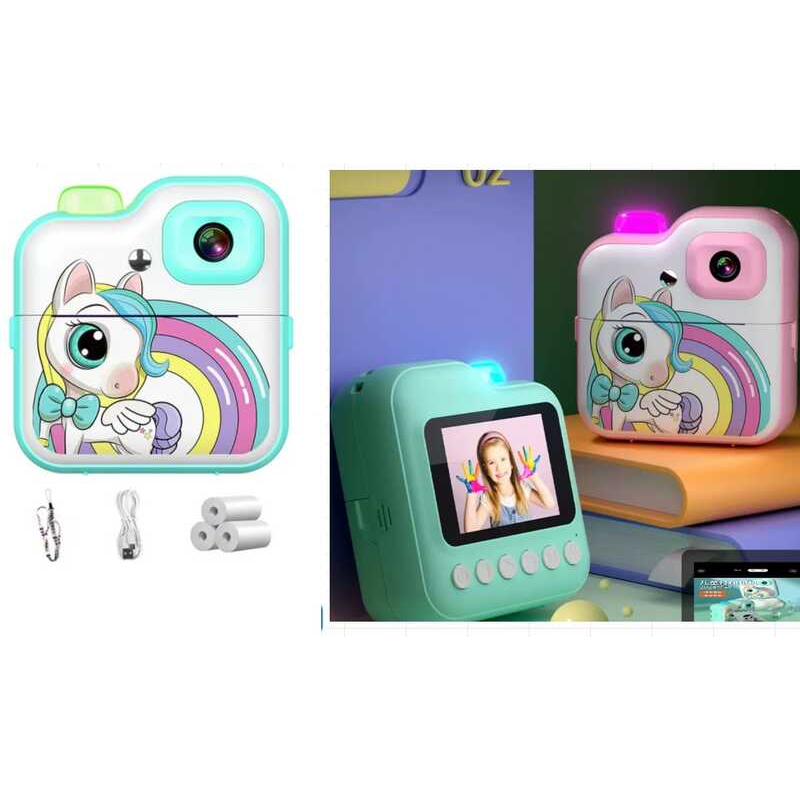 Фотоапарат-принтер C 72977 (40) 2 кольори, type-C, роз’єм для SD карти, фото, відео, гри, 3 рулони термопаперу, в коробці