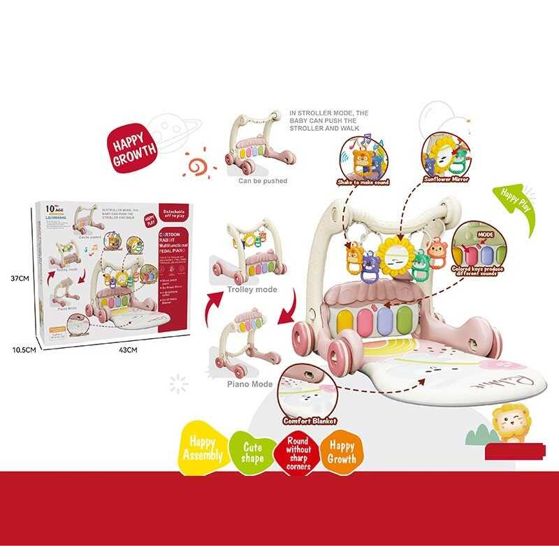 Ходунки 368-45 B (16) 3в1, килимок, музична панель, музика, регулювання гучності, підсвічування, 4 брязкальця, дзеркальце, в коробці