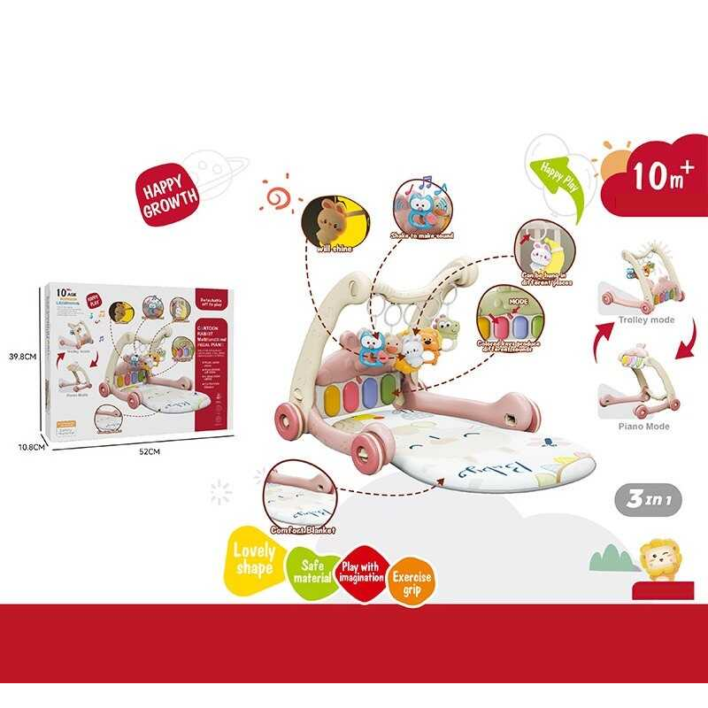 Ходунки 368-65 R (8) 3в1, килимок, музична панель, музика, регулювання гучності, підсвічування, 5 підвісок, в коробці