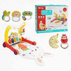 Ходунки 6016 (12) 2в1, килимок, звук, підсвічування, піаніно, нічник, 4 брязкальця, пальчикові ігри, проєктор зоряного неба, в коробці