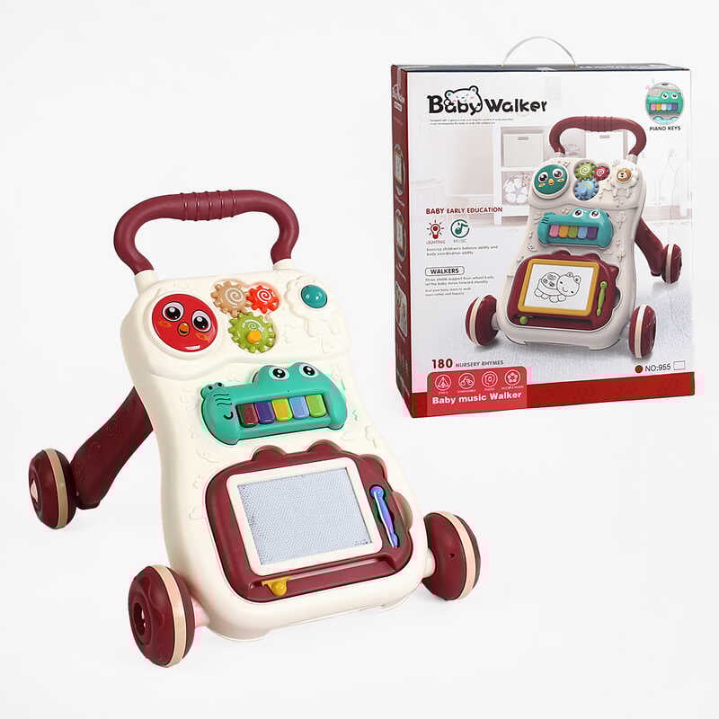 Ходунки 955 (12) звук, піаніно, шестерні, дощечка для малювання, в коробці