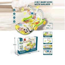 Ходунки 974 (16) 2 в 1, килимок, піаніно, ноти, звуки тварин, мелодії, підсвічування, 4 підвіски, брязкальця, в коробці