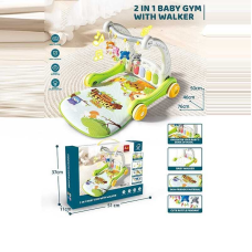 Ходунки 975 (16) 2 в 1, килимок, піаніно, ноти, звуки тварин, мелодії, підсвічування, 4 підвіски, брязкальця, в коробці