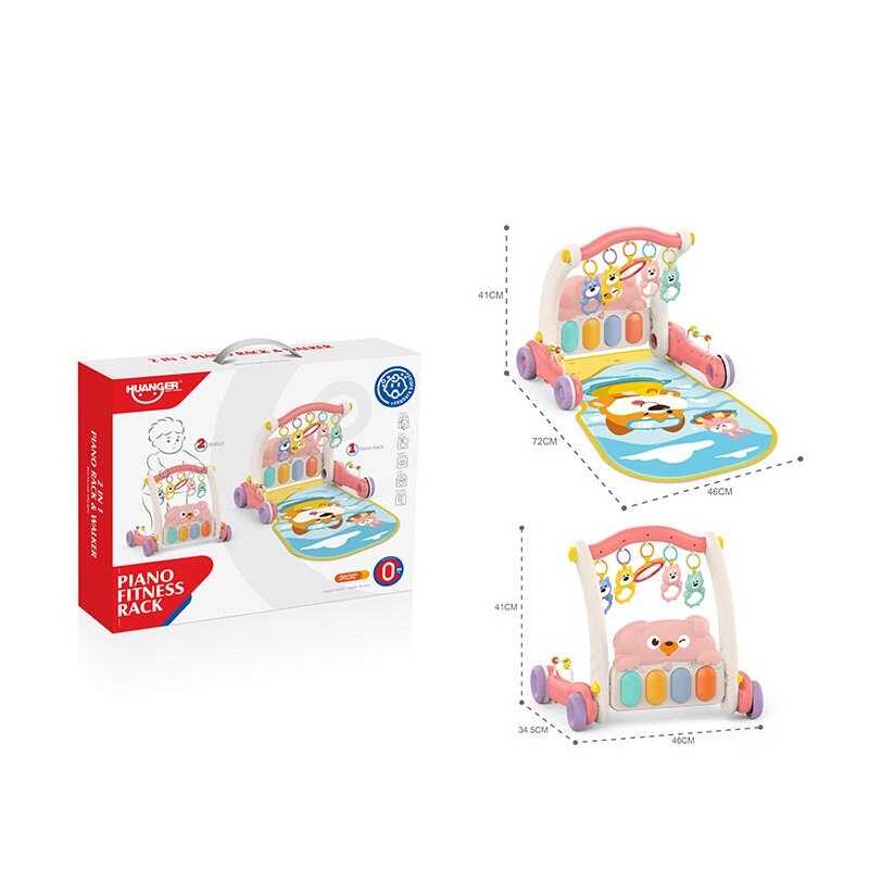 Ходунки HE 0613 (12) 2в1, килимок, музична панель, музика, підсвічування, 5 підвісок, люстерко, брязкальця, в коробці