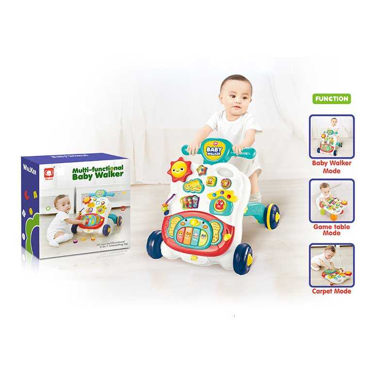 Ходунки-каталка 839 (6) 3в1, знімне піаніно, стіл, музика, ноти, звуки тварин, підсвічування, пальчикові ігри, сортер, тріскачка, наліпки, в коробці