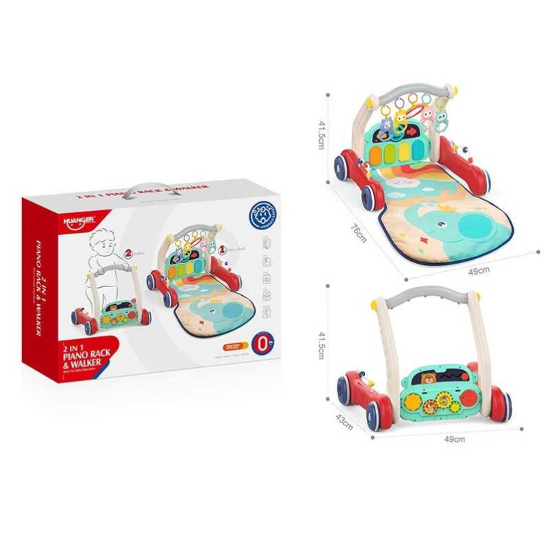 Ходунки-килимок 2 в 1 НЕ 0640 (6)  підсвічування, піаніно, мелодії, брязкальця, в коробці