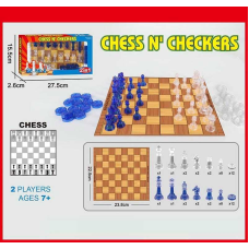 Шахи і шашки 8010 (144) 2в1, картонна дошка, 32 фігури для гри в шахи, 24 шашки, в коробці