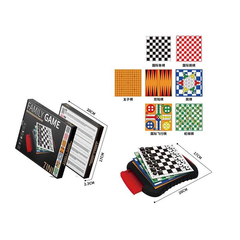 Шашки 7в1 S 711 (72) шахи, шашки, гомоку, нарди, китайські шашки, лудо, гра “Змійки та драбинки”, в коробці