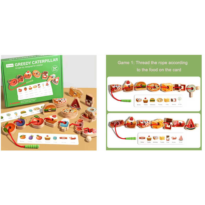 Шнурівка C 73241 (48) дерев’яна, 18 елементів, 8 карток із завданнями, текстильний мішечок, в коробці