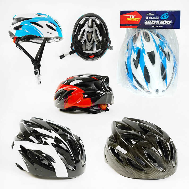 Шолом C 60074 (40) “TK Sport“, 4 види, регулюється, миготливе підсвічування ліхтарика, 3 режими, мах окружність 56 см, ВИДАЄТЬСЯ ТІЛЬКИ МІКС ВИДІВ