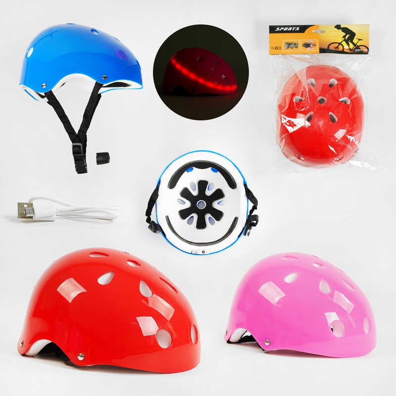 Шолом C 60075 (40) 3 кольори, підсвічування, декілька режимів, usb-дріт, окружність - 54 см, в пакеті, ВИДАЄТЬСЯ ТІЛЬКИ МІКС ВИДІВ