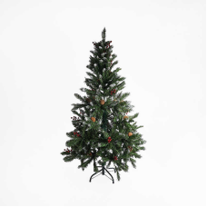 Ялинка штучна C 66874 (1) висота - 125 см, розбірна, прикрашена ягодами й шишками, в коробці