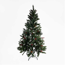 Ялинка штучна C 66875 (1) висота - 150 см, розбірна, прикрашена ягодами й шишками, в коробці