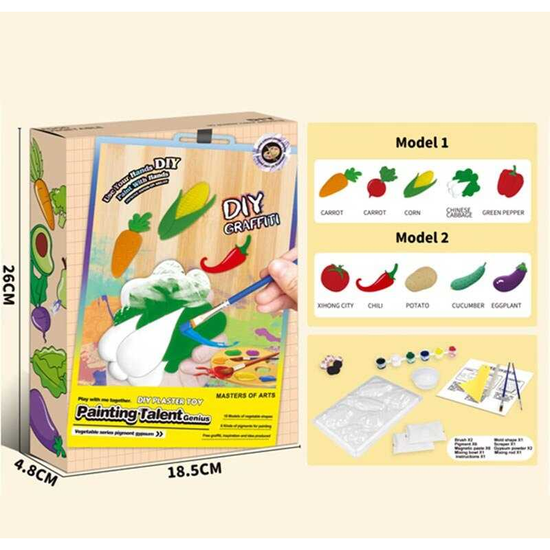 Гіпсова розмальовка ZY 105 (60) магнітні наліпки, молди, акрилові фарби, гіпс, пензлики, шпатель, в коробці