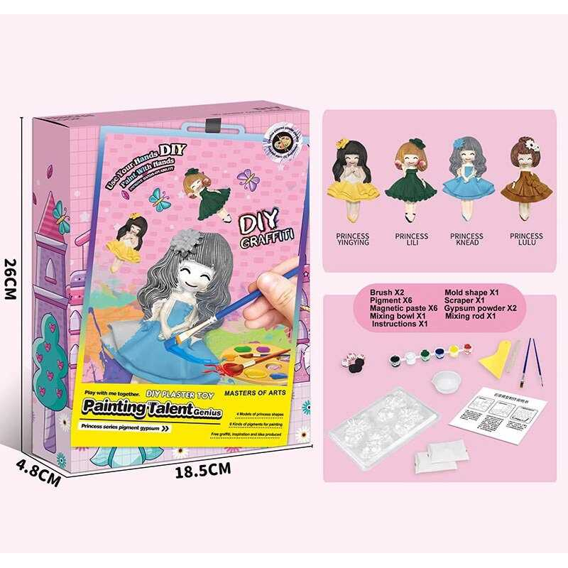 Гіпсова розмальовка ZY 110 A (60) “Принцеси”, магнітні наліпки, молди, акрилові фарби, гіпс, пензлики, шпатель, в коробці Гіпсова розмальовка ZY 110 A (60) “Принцеси”, магнітні наліпки, молди, акрилові фарби, гіпс, пензлики, шпатель, в коробці