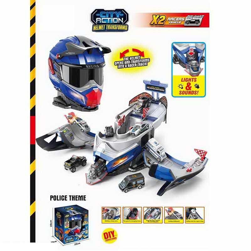 Гараж SK 637 JB (12) шолом-трансформер, світлозвукові ефекти, 2 машинки, в коробці