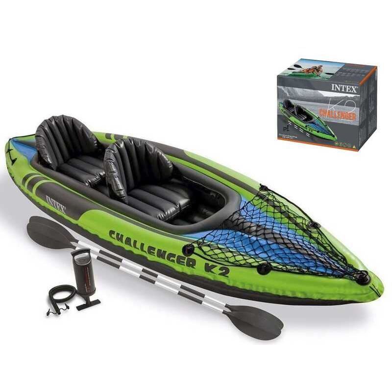 Intex Двомісна надувна байдарка-каяк 68306 NP (1) Challenger K2, 351х76см, (весла, ручний насос). 3-х камерна