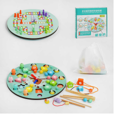 Годинник логічний С 57567 (24), магнітна риболовля, сортер, гра-шнурівка, пінцет, вудка, настільна гра, в коробці