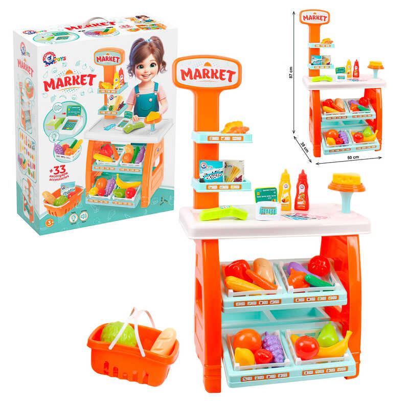 гр Іграшковий набір “Маркет“ 0730 (3) “Technok Toys“, 33 елементи, наліпки, гроші, банківський термінал, тортівниця, продукти, в коробці 