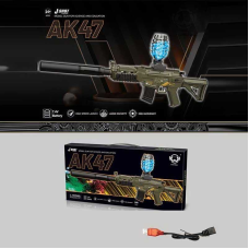 Автомат JF 028 G (24) акумулятор 7,4V, автоматичний та механічний принципи роботи, стріляє орбізами, магазин та глушник, в коробці