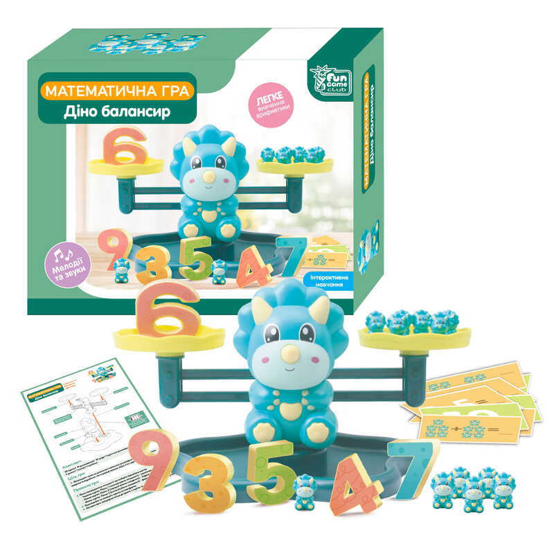 гр Балансир “Діно“ 27266 (18/2) “4FUN Game Club“, мелодії та звуки, 30 карток, 19 динозавриків, 10 цифр, в коробці