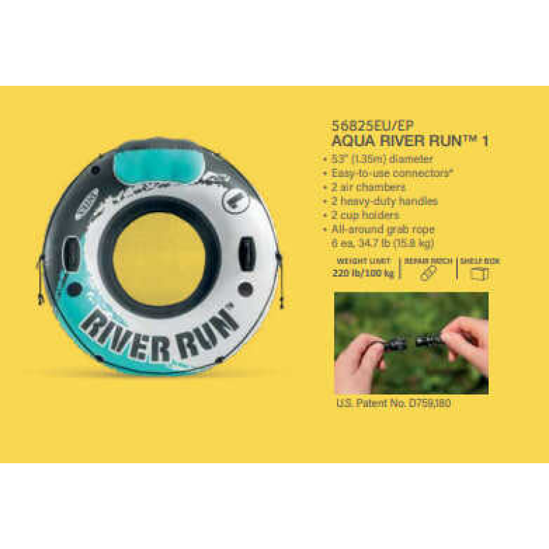 Intex Надувне крісло 56825 EU (6) “Рівер Ран“, d = 135 см, з ручками, підсклянники, трос, в коробці