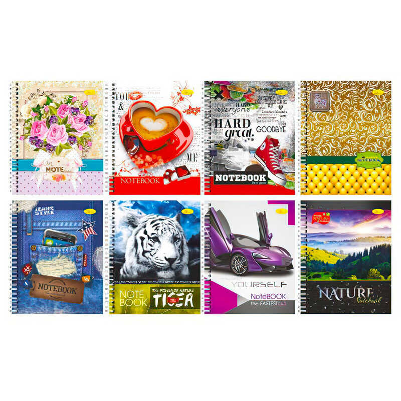 гр Блокнот Б-ЛВ5-120 (8) В5, 120арк, клітинка, пластик, пружина збоку ВИДАЄТЬСЯ МІКС ВИДІВ “Апельсин“